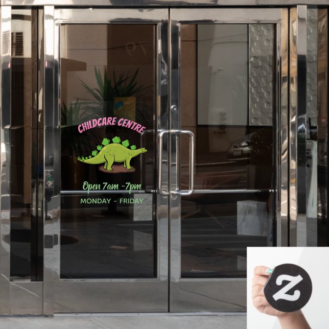 Funny stegosaurus dinosaur cartoon window cling (Office Door)