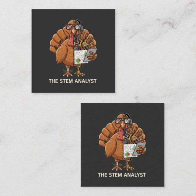  Funny STEM Analyst Robot Turkey Thanksgiving Gift Square Business Card (Front/Back)