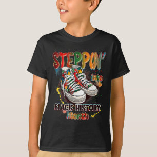 Funny Stepping Into Black History Month Shoes June T-Shirt