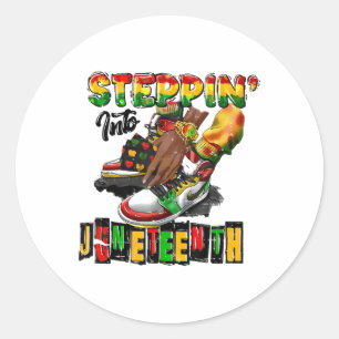 Funny Stepping Into Juneteenth 1865 Black History Classic Round Sticker