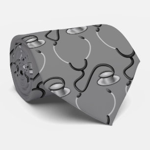 Funny stethoscope for doctor on grey tie