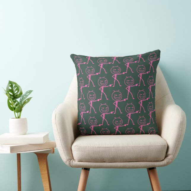 Funny Stick Figure Doodle Seamless Pattern Cushion (Chair)