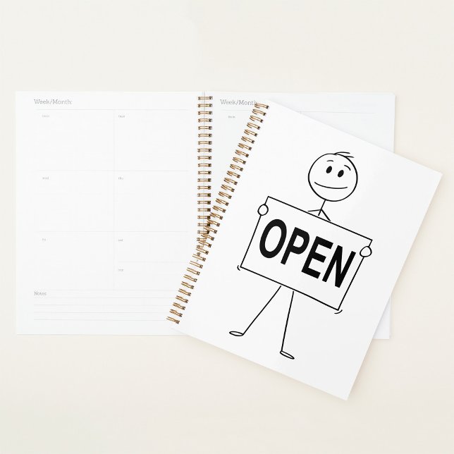 Funny Stick Figure Holding Open Sign  Planner (Creator Uploaded)