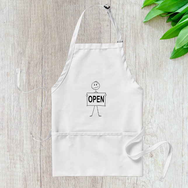 Funny Stick Figure Holding Open Sign  Standard Apron (Creator Uploaded)