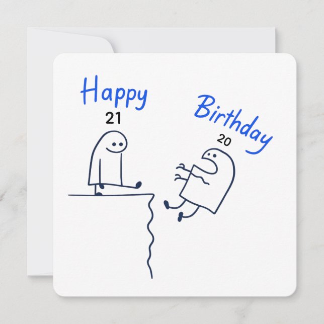 Funny Stick Figure Meme Birthday |Customisable Age Card (Front)