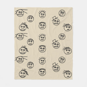 Funny Stick Man Faces Design Fleece Blanket