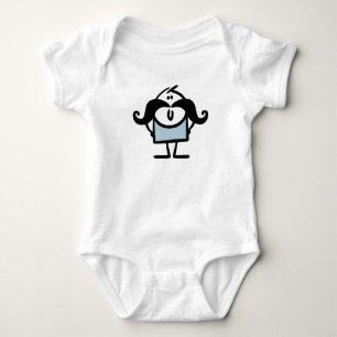 Funny stick man with moustaches baby bodysuit