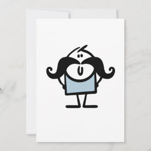 Funny stick man with moustaches invitation