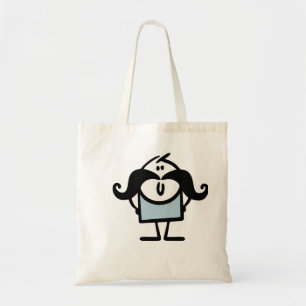 Funny stick man with moustaches tote bag