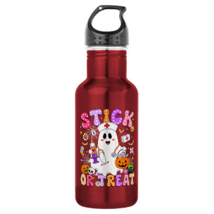 Funny Stick Or Treat Cute Nurse Ghost Halloween 532 Ml Water Bottle