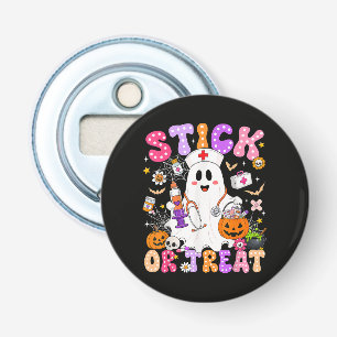 Funny Stick Or Treat Cute Nurse Ghost Halloween Bottle Opener