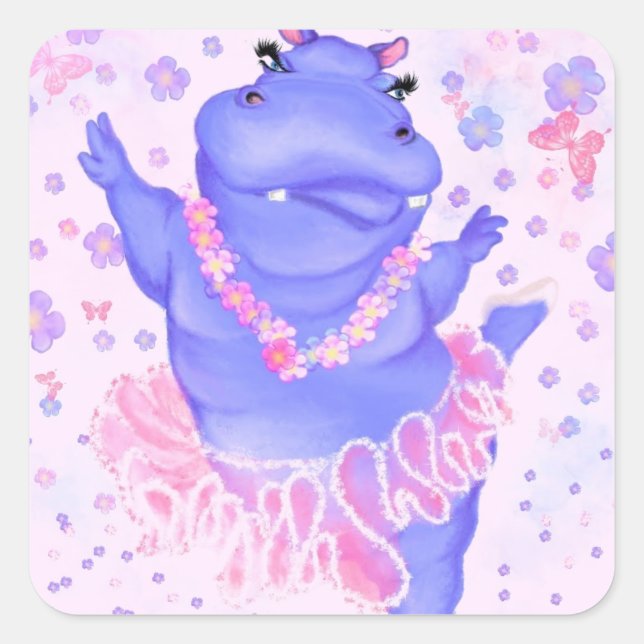 Funny Sticker with Ballerina Hippo Ballet Dancer (Front)