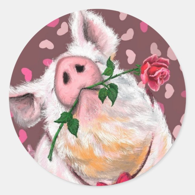 Funny Sticker with Gentleman Pig - Love (Front)
