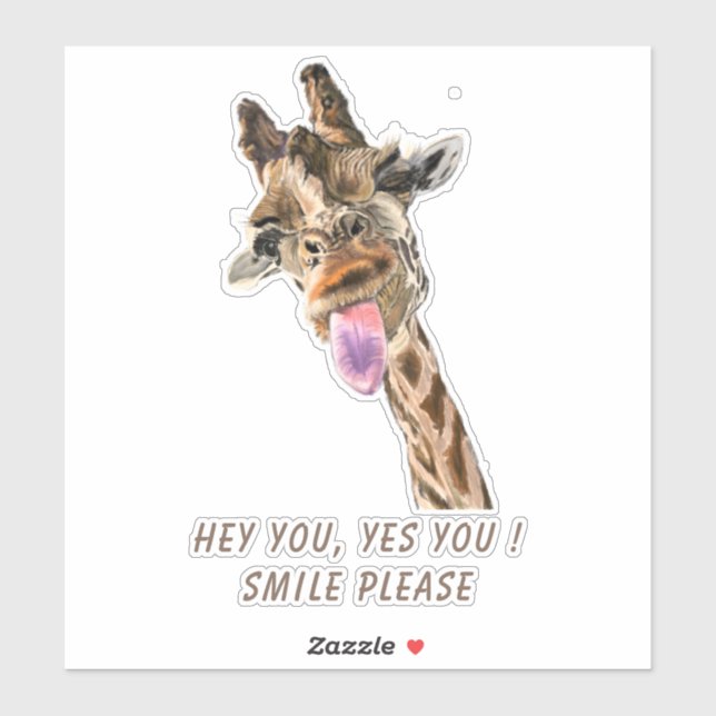 Funny Sticker with Playful Giraffe - Custom Text (Sheet)