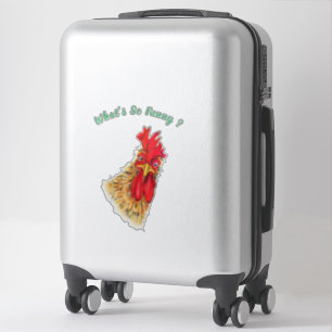 Funny Sticker with Surprised Rooster - Custom Text
