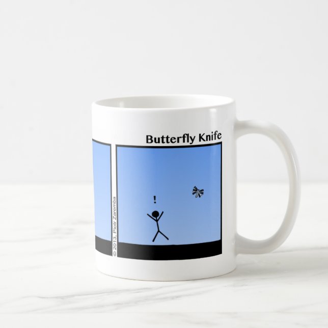 Funny Stickman Butterfly Knife Mug (Right)