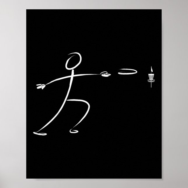 Funny Stickman Disc Golf Player Throwing Disc Golf Poster (Front)