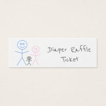 Funny Stickman Family Drawing Diaper Raffle Ticket