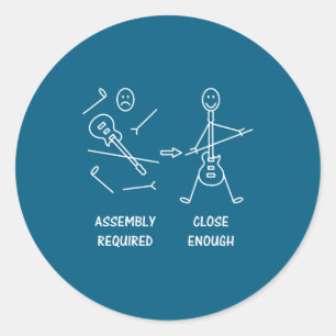 Funny Stickman Guitarist Embly  Classic Round Sticker