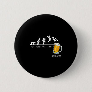 Funny Stickman Jumping Beer Days Of Week Friday Dr 6 Cm Round Badge