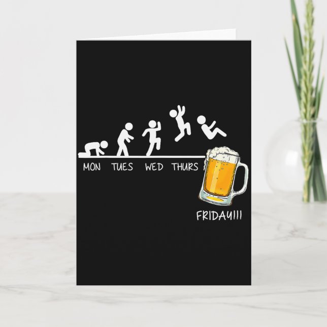 Funny Stickman Jumping Beer Days Of Week Friday Dr Card (Front)