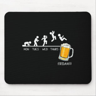 Funny Stickman Jumping Beer Days Of Week Friday Dr Mouse Mat
