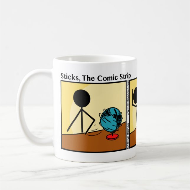 Funny Stickman Spin The Globe Mug (Left)