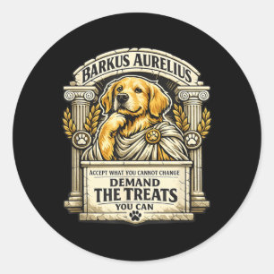 Funny Stoic Philosopher Dog Lover Humour Classic Round Sticker