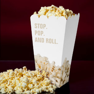 Funny Stop Pop & Roll White Popcorn Favour Box