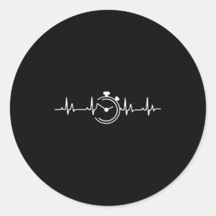 Funny Stopwatch Coach Heartbeat Pulse  Classic Round Sticker