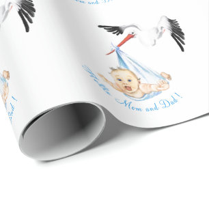 Funny Stork and Baby Shower Wrapping Paper Gift