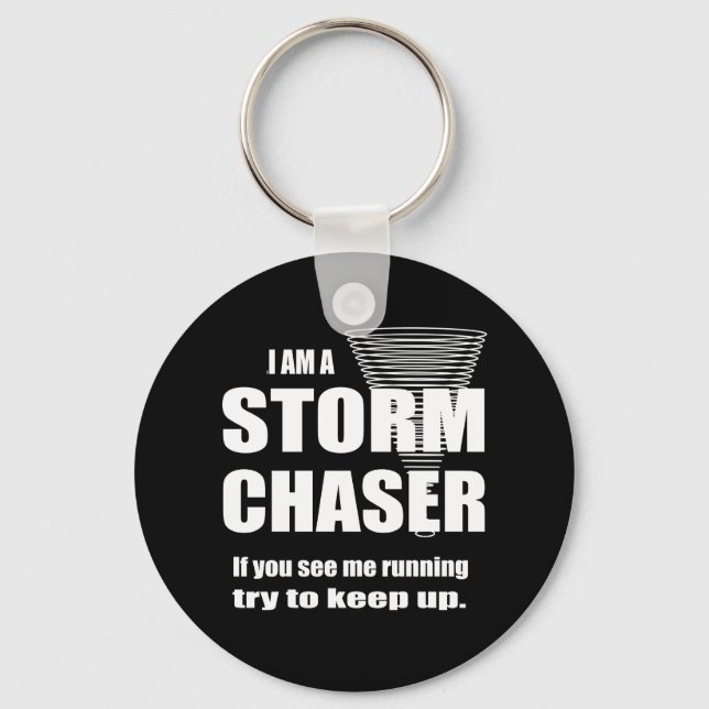 Funny Storm Chaser Black Key Ring (Front)