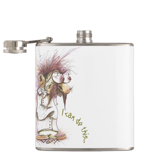 Funny, Straight Jacket & Bugeyed, 'I Can Do This' Hip Flask (Opened)
