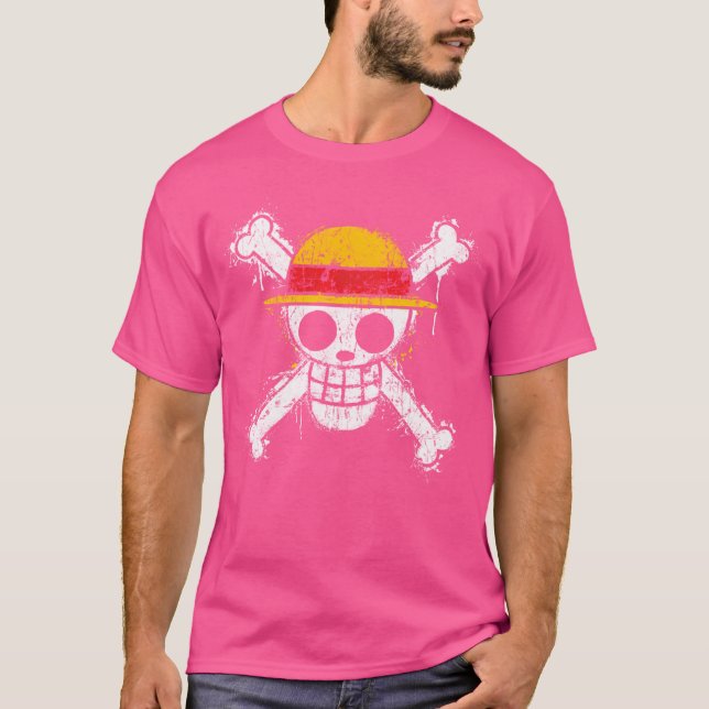 Funny Straw Hats Pirate Skull And Crossed Bones T-Shirt (Front)