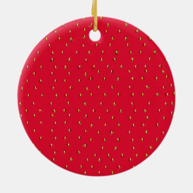 Funny strawberry background red ceramic tree decoration (Back)