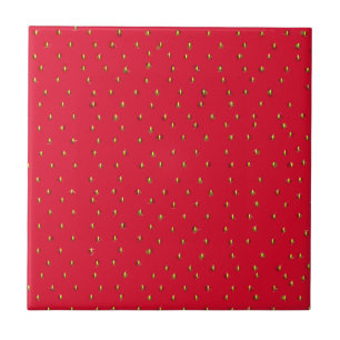 Funny strawberry background red tile