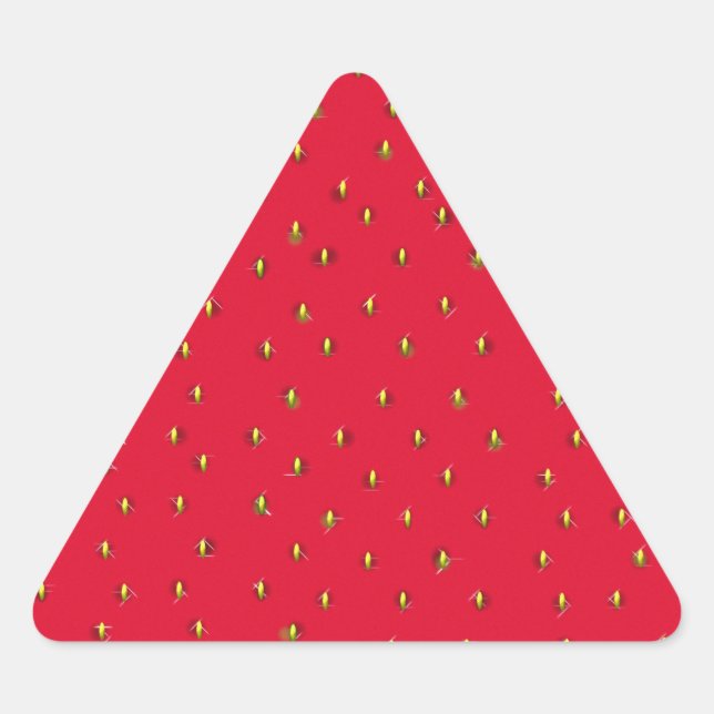 Funny strawberry background red triangle sticker (Front)