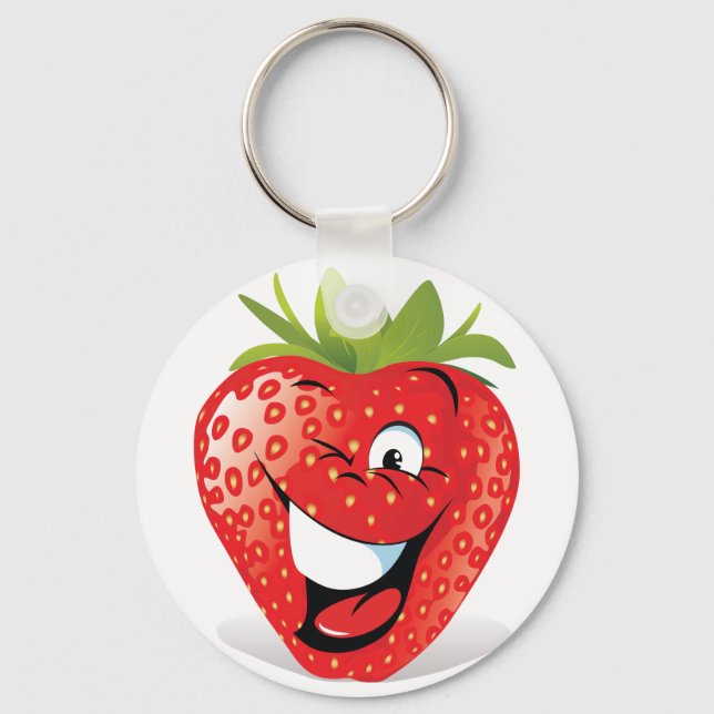 Funny Strawberry Doodle clip art Key Ring (Front)