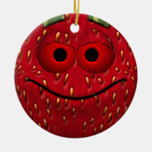 Funny Strawberry Emoticon Ceramic Tree Decoration