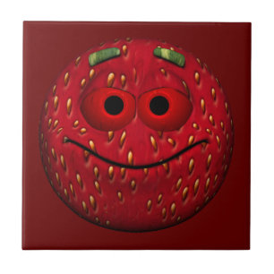 Funny Strawberry Emoticon Tile