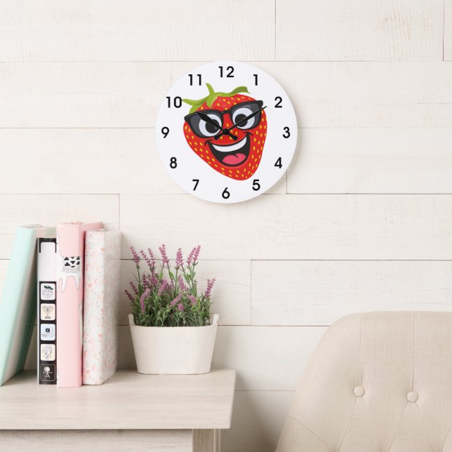 Funny Strawberry Kids Wall Clock (Reading Room)