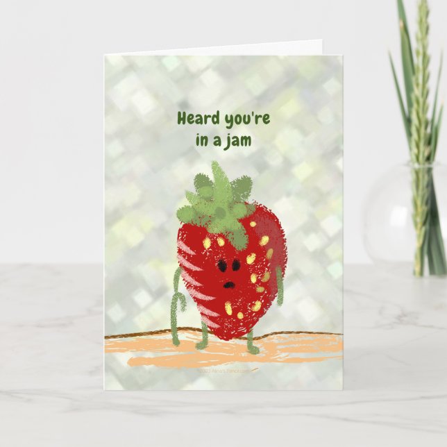 Funny Strawberry Pun Hip Knee Surgery Get Well Card (Front)