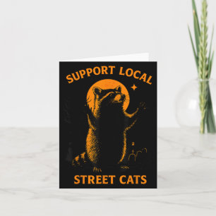 Funny Street Cat Vintage Racoon Halloween For Men Card