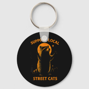 Funny Street Cat Vintage Racoon Halloween For Men Key Ring