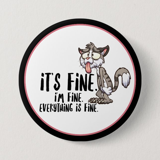 Funny Stressed Anxiety Cat  7.5 Cm Round Badge (Front)