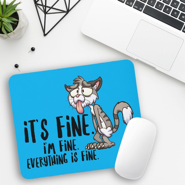 Funny Stressed Anxiety Cat  Mouse Mat (Creator Uploaded)