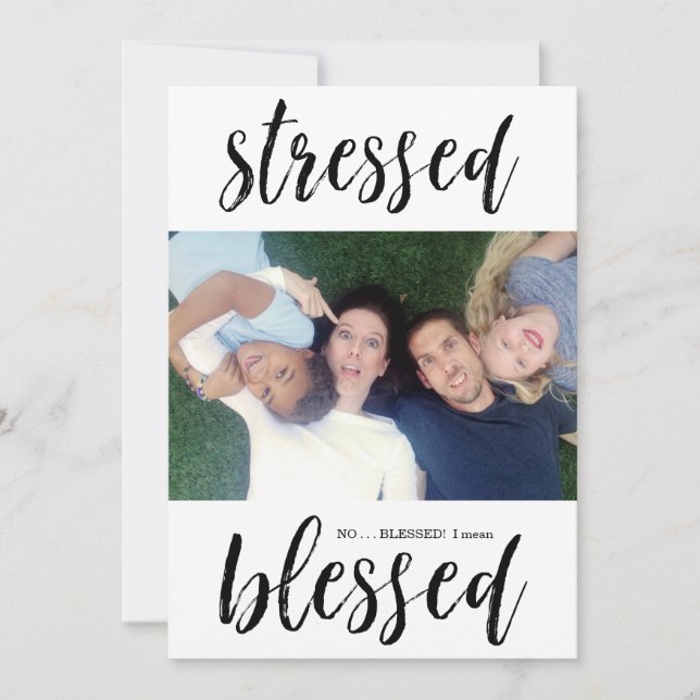 Funny Stressed & Blessed Christmas Holiday Photo Card (Front)
