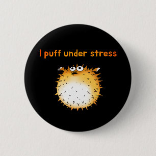 Funny Stressed Pufferfish Cartoon 6 Cm Round Badge
