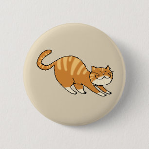 funny stretching cat 6 cm round badge