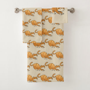funny stretching cat bath towel set